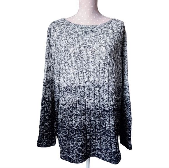LAUREN RALPH LAUREN Dark Blue Ombre Sweater 2X Cable Knit Women's Plus Size - Picture 1 of 8